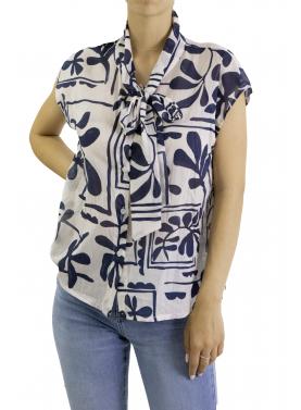Camicia fantasia mezza manica con fiocco  Fiore